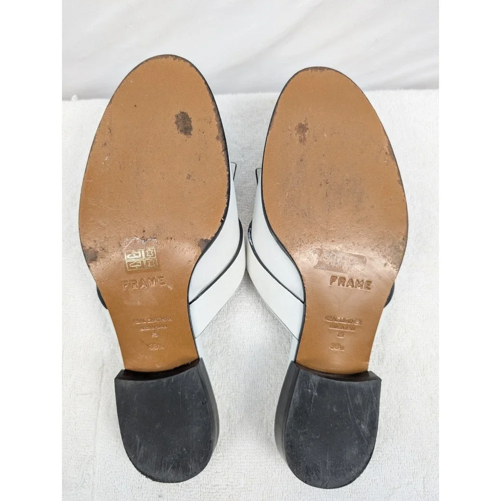 Frame Le Sweetzer Slides Womens 38.5 (7.5 US) White Leather Slide On Mule Flats